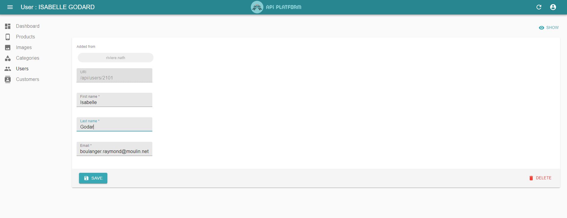 UI Customers list